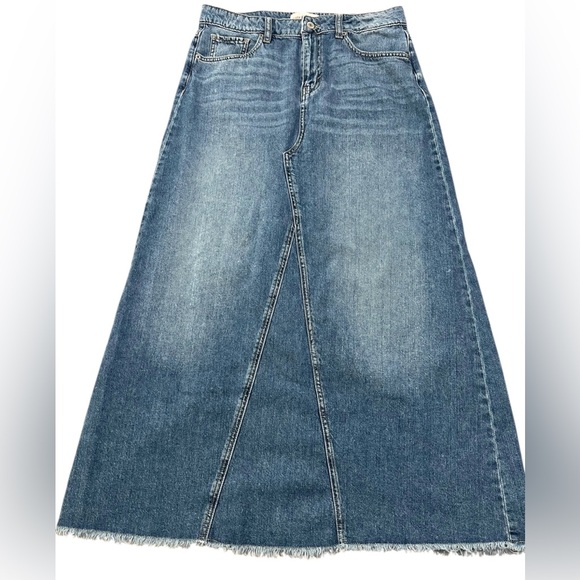 Lucky Brand Dresses & Skirts - Lucky Brand Skirt Womens 8/29 Blue Denim Maxi A Line Raw Hem High Waist Casual